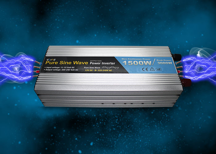 Pure Sine Wave inverter with caption maximum continuous power 1500W