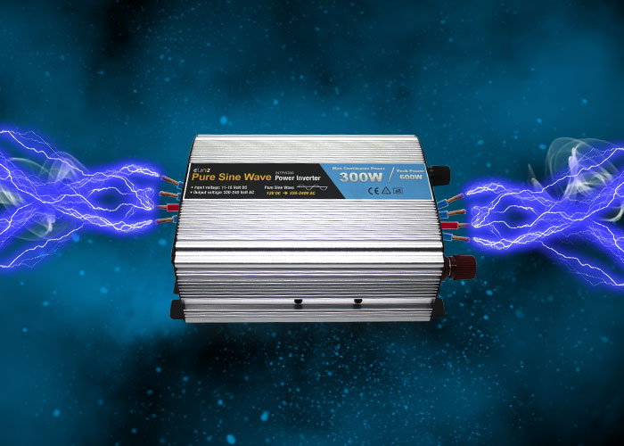 Pure Sine Wave inverter with caption maximum continuous power 300W