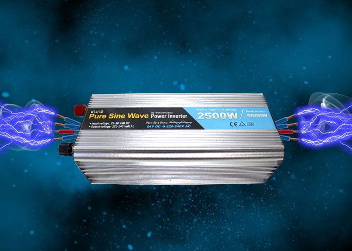 Pure Sine Wave inverter with caption maximum continuous power 2500W