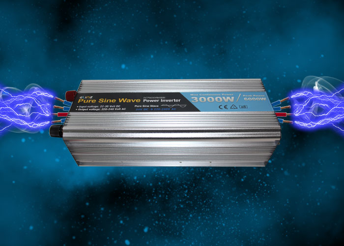 Pure Sine Wave inverter with caption maximum continuous power 3000W