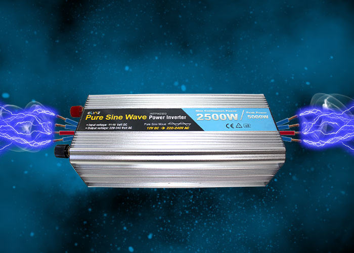 Pure Sine Wave inverter with caption maximum continuous power 2500W