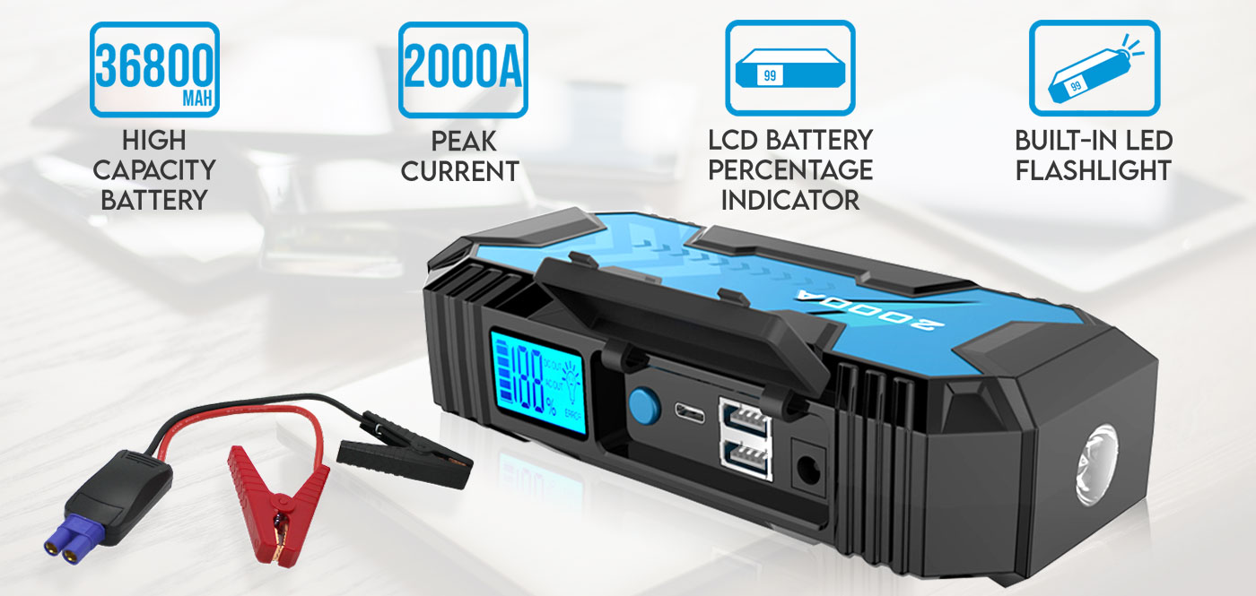 Maxxlee 2000A Car Battery Charger Jump Starter