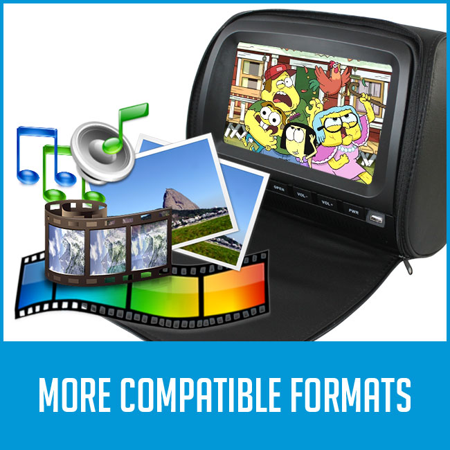 graphics for "more compatible formats" on car dvd player