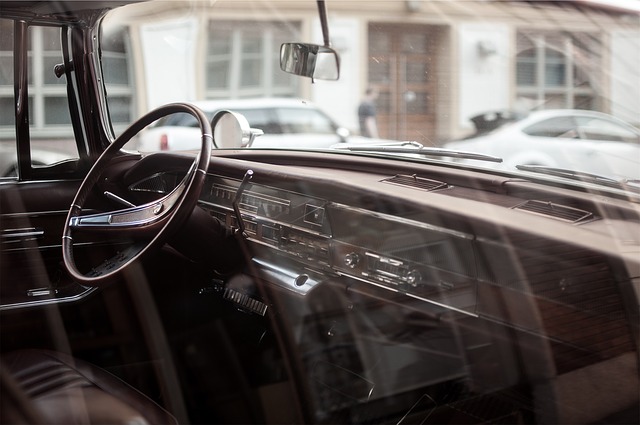 Inside a classic Car