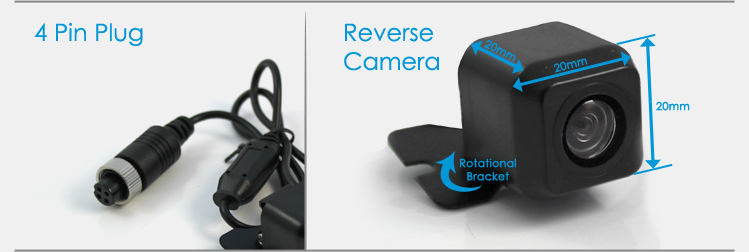 RVSMA4PIN Reverse camera system dimensions 