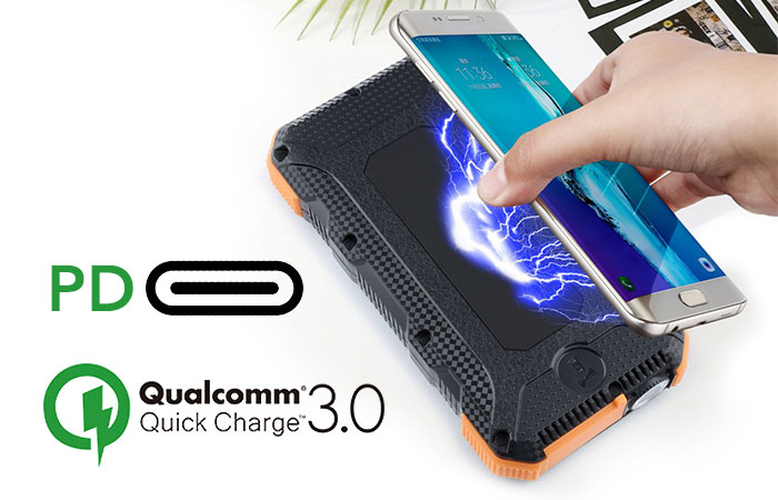 PD and QC3.0 Technology Solar Power Bank