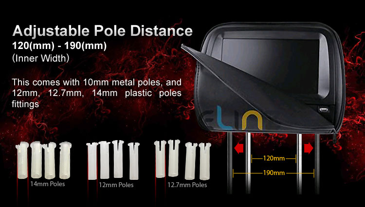 car headrest dvd pole distance
