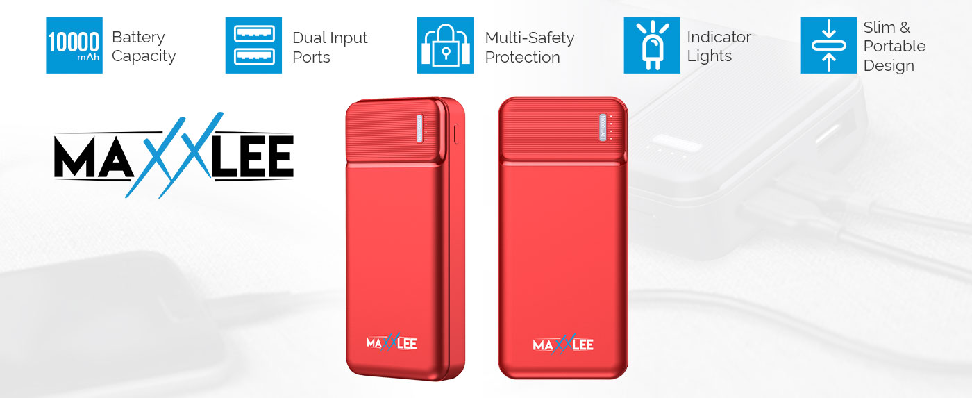 Maxxlee 10000mAh Slim Power Bank 