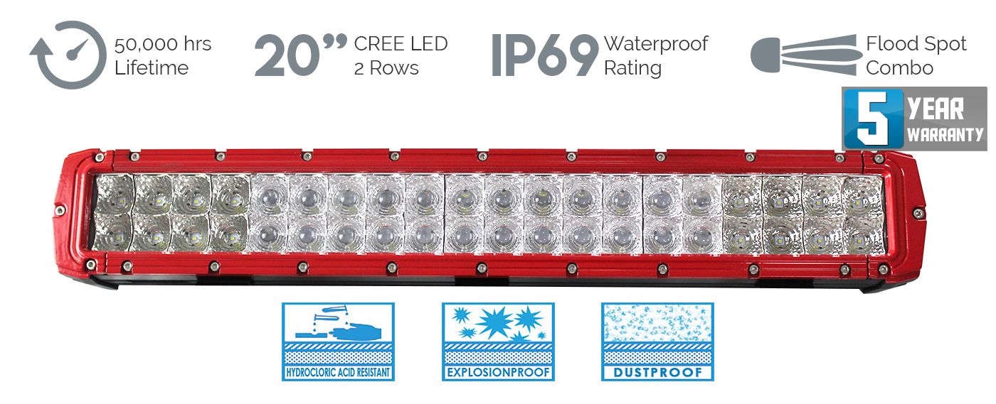 Cosmoblaze Red 20 inch 120W CREE LED Light Bar