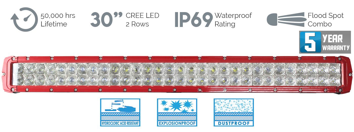 Cosmoblaze Red 30 inch 180W CREE LED Light Bar