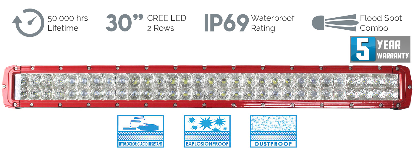 Cosmoblaze Red 30 inch 180W CREE LED Light Bar