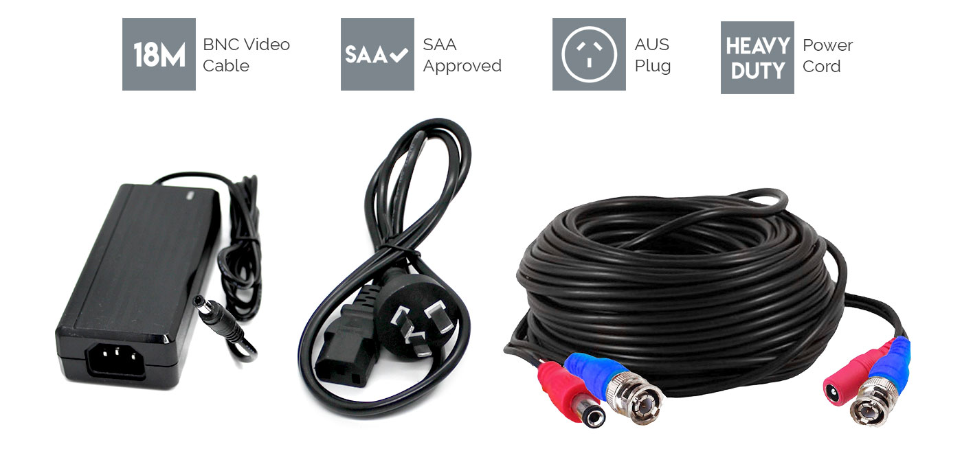 Power cord BNC cable Security camera system