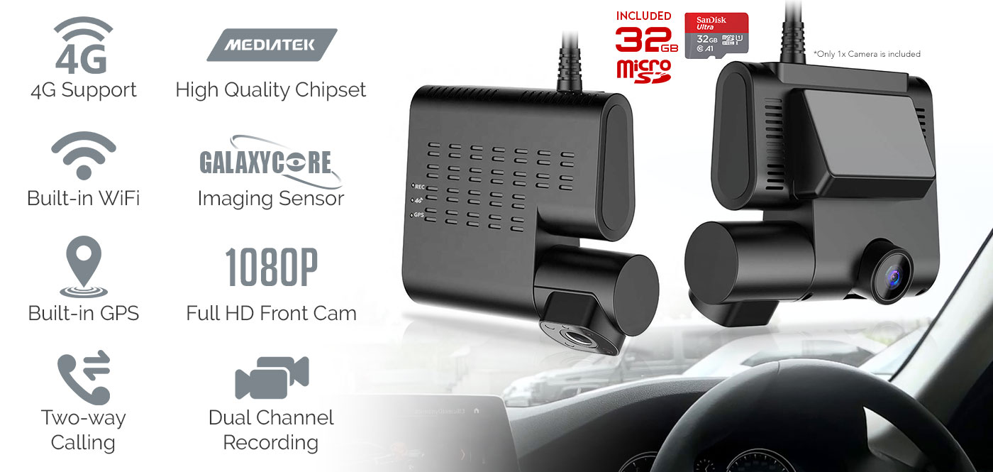 4G Dual Dash Cam Full HD