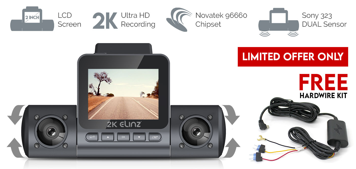 2K Dual Dash Cam 2" LCD Screen