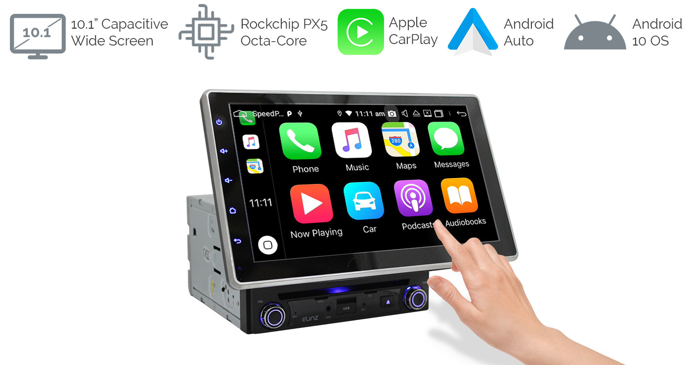 8-Core 4GB+64GB Double Din Android Car Stereo Radio Apple Carplay & Android  Auto,10 Inch IPS Touch Screen Car Radio with Bluetooth,GPS in-Dash