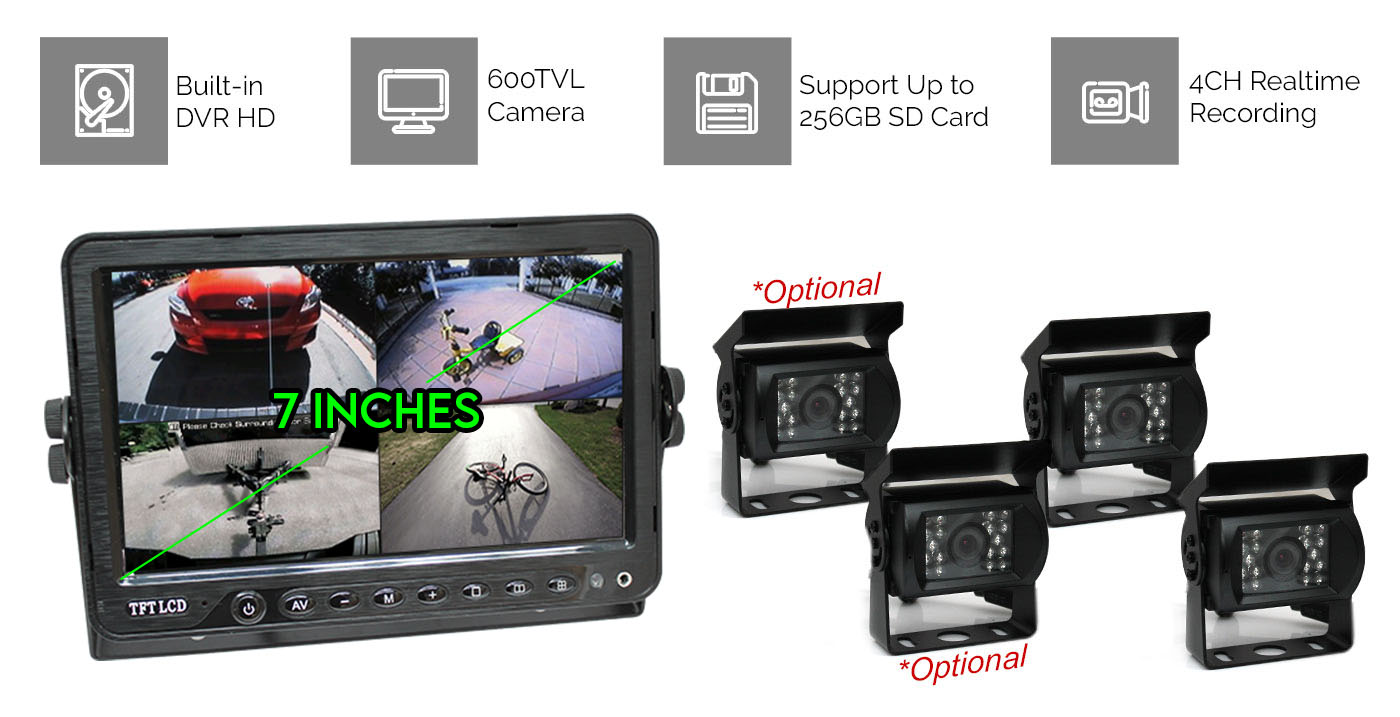 7 inch DVR 4CH  Reversing Camera Kit