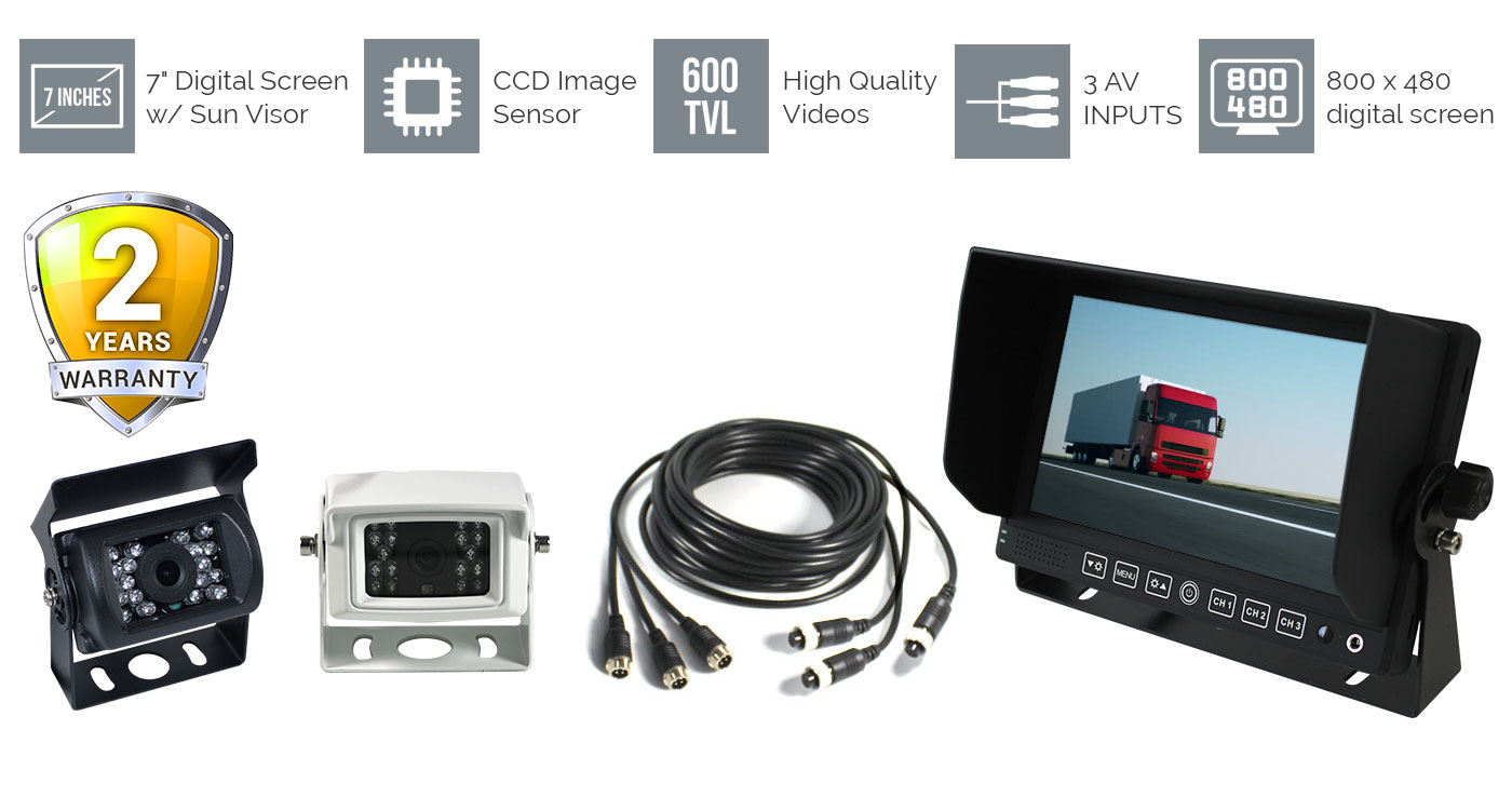 7" Caravan 2 Cameras System Reversing