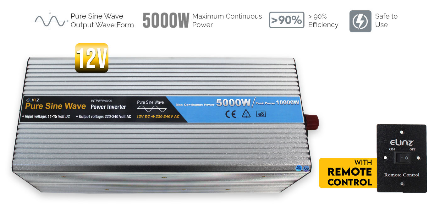 5000W Pure Sine Wave Inverter 12V with Remote Control