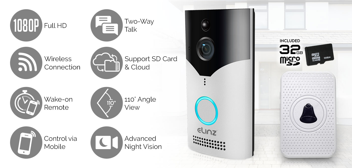  Wireless WiFi Doorbell Intercom CCTV Camera