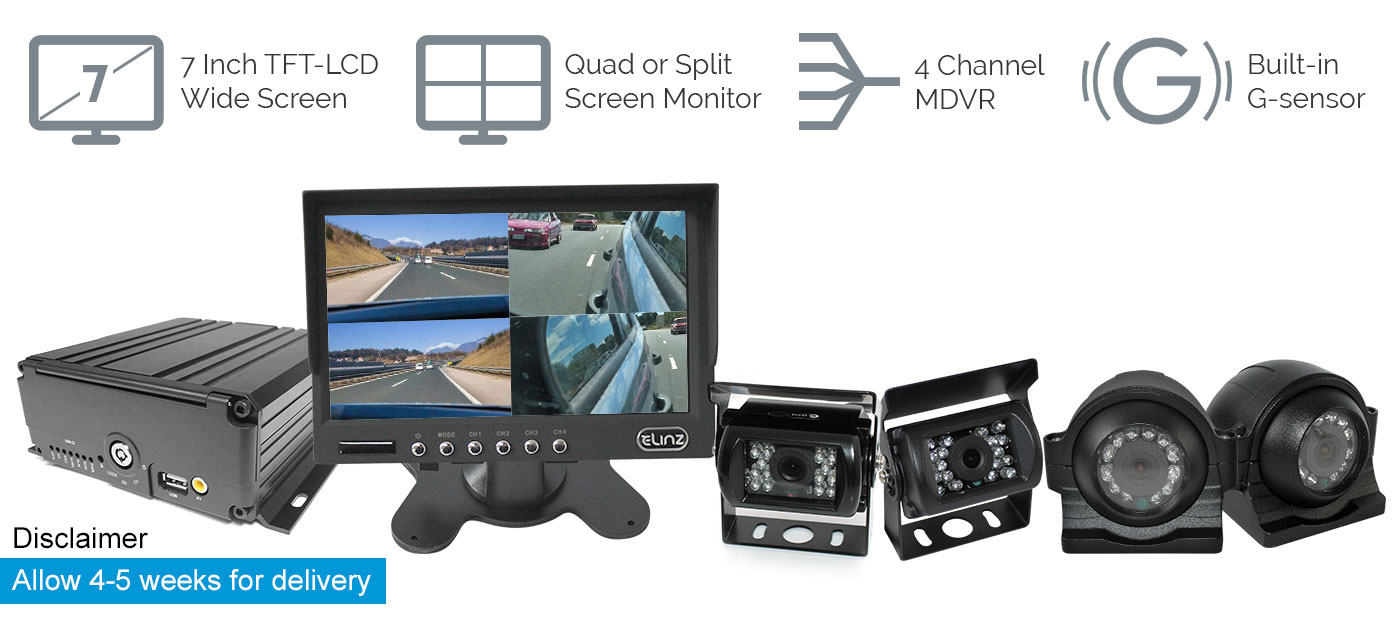 7" Splitscreen 4CH MDVR GPS TrackingFleet Monitoring 