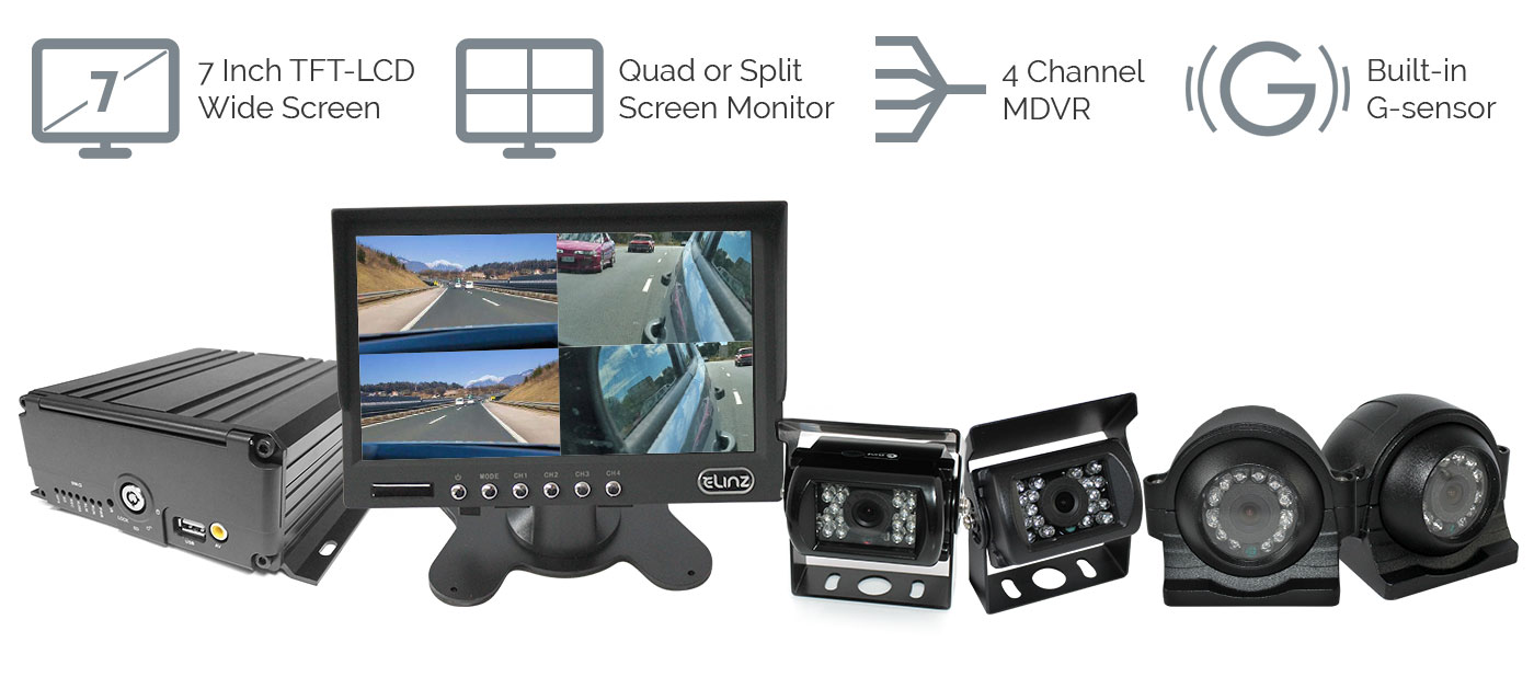 7" Splitscreen 4CH MDVR GPS TrackingFleet Monitoring