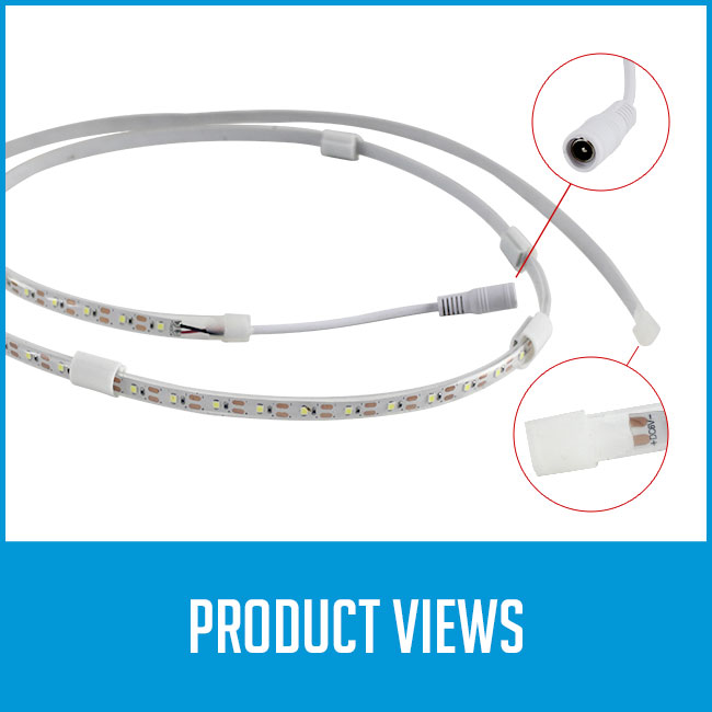 1 white LED light bar strip with zoom in of plug