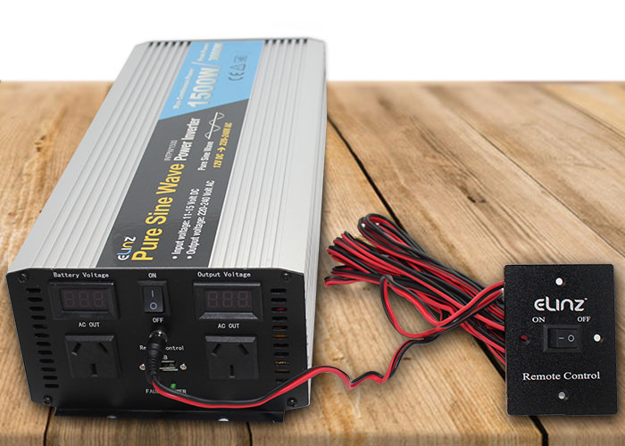 novopal Power Inverter Pure Sine Wave Power Inverter 1500 Watt 3 AC Outlets DC 12v to AC 120v with Remote Control Big LCD Display Surge 3000W 