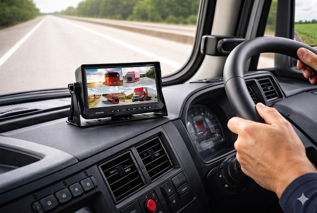 reverse camera monitor installed in a truck