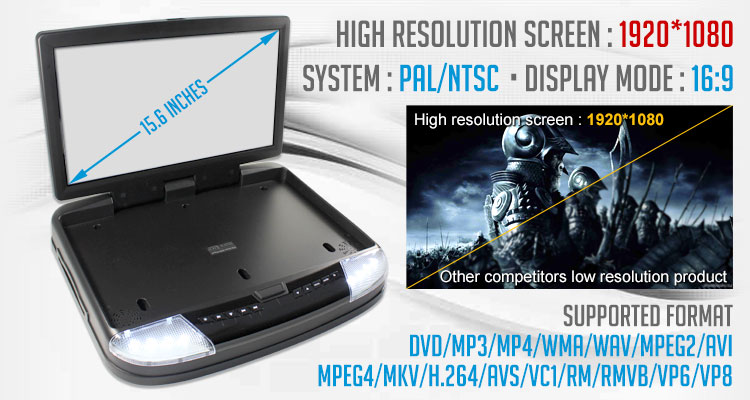 Roof mount dvd players video support