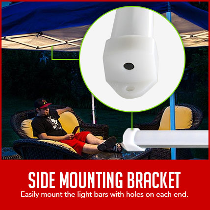 close up of side mounting bracket on led light bar strip