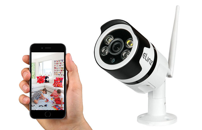 security camera connected to mobile device with caption "working standalone"