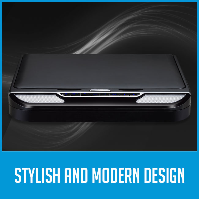 roof mount flip down car dvd player with caption "stylish and modern design"