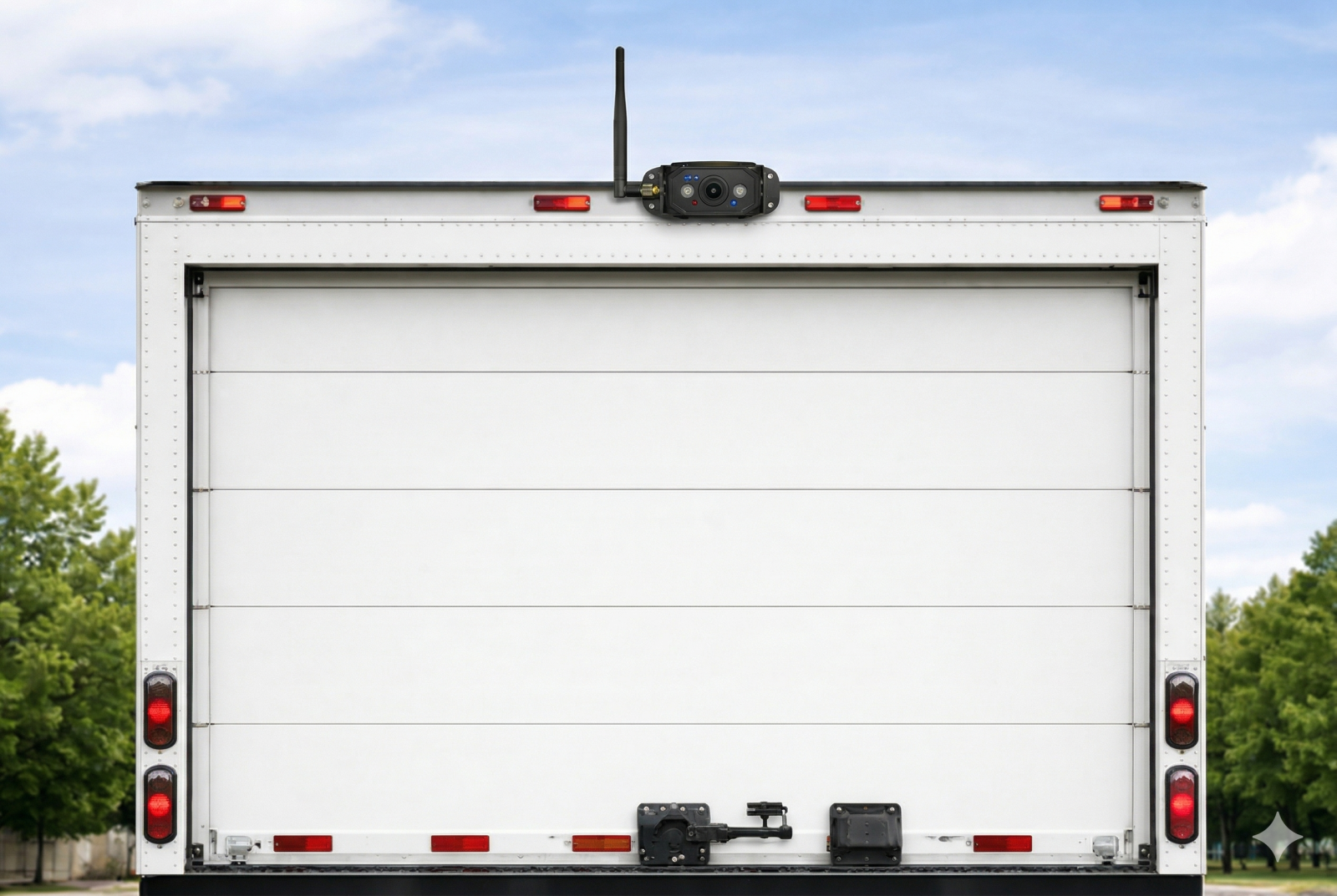 back of a truck showing a truck reverse camera installed