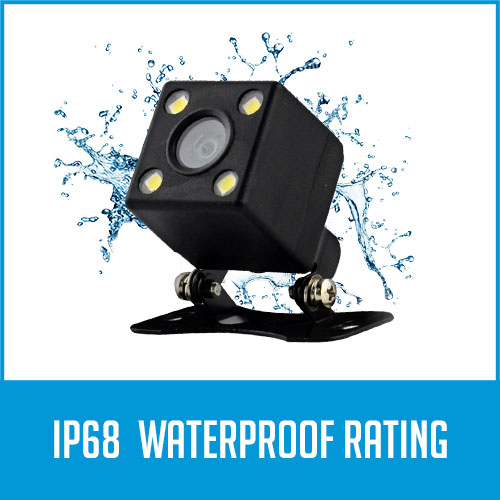 reversing camera with caption "IP68 waterproof"