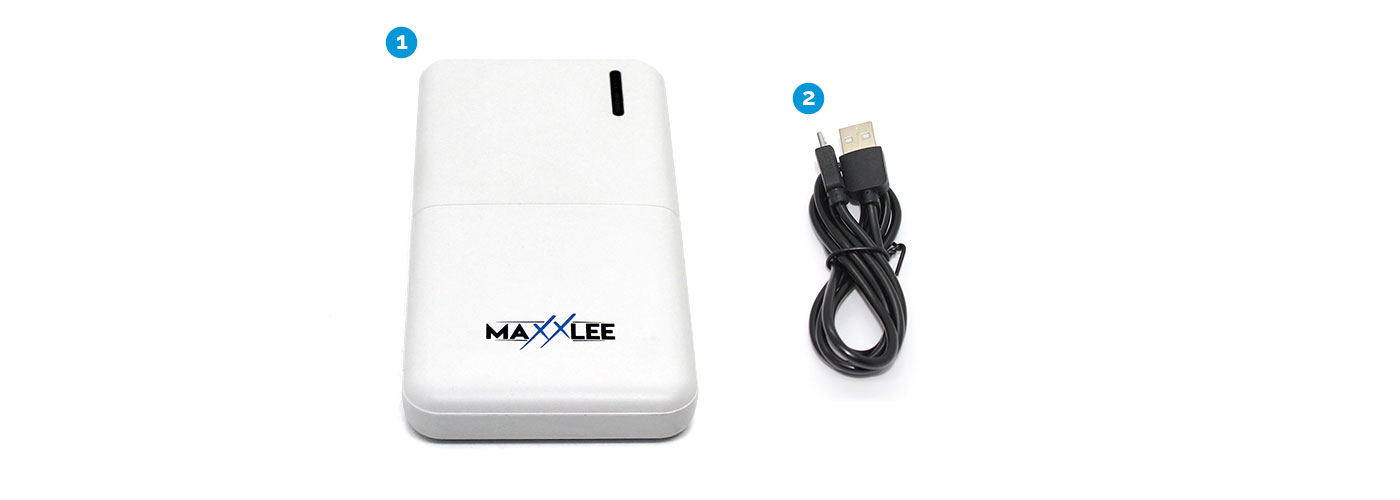 Slim 10000mAh Power Bank, USB cable, user manual