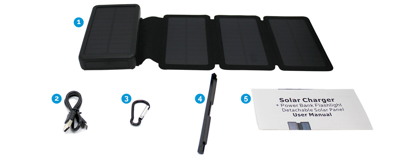 20000mAh Solar Panel Power Bank Black