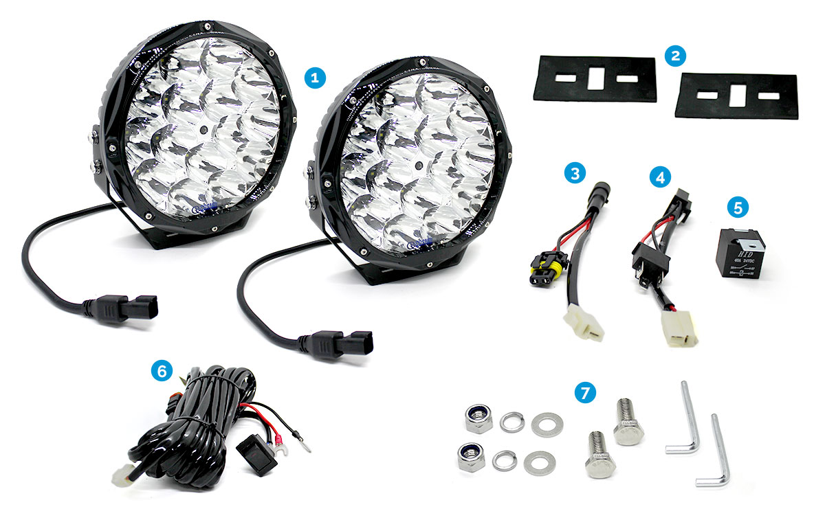 Driving lights with brackets