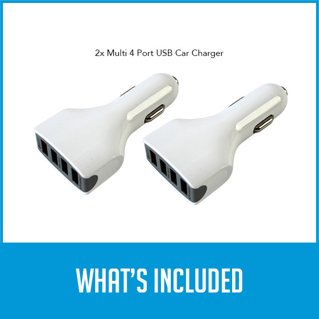 2 multi-port usb car chargers