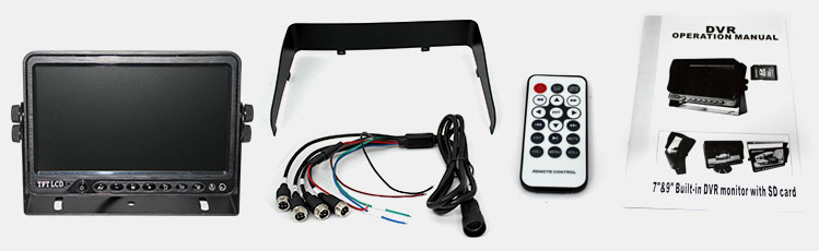 7 inch DVR Monitor 4CH Realtime Vehicle Reversing CCD Camera Kit Accessories