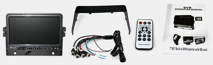 7 inch DVR Monitor 4CH Realtime Vehicle Reversing CCD Camera Kit Accessories