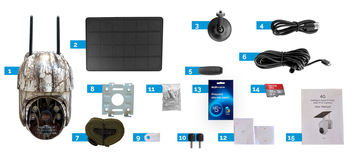 4G Camera, Solar Panel, Accessories