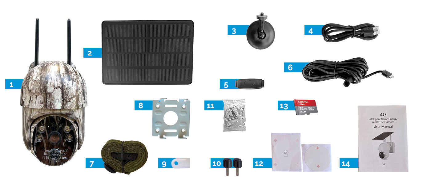 4G Camera, Solar Panel, Accessories