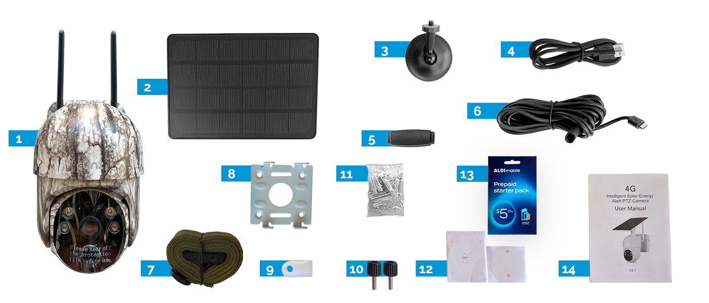 4G Camera, Solar Panel, Accessories