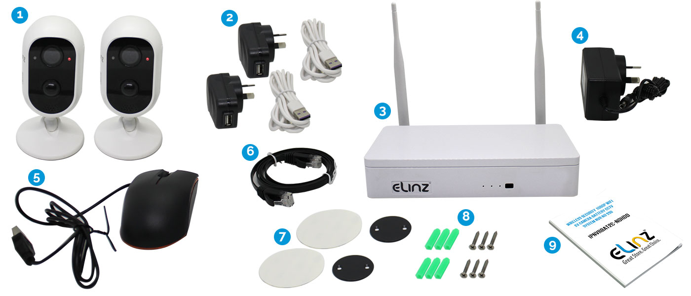 2x Security Camera,  NVR System and Accessories