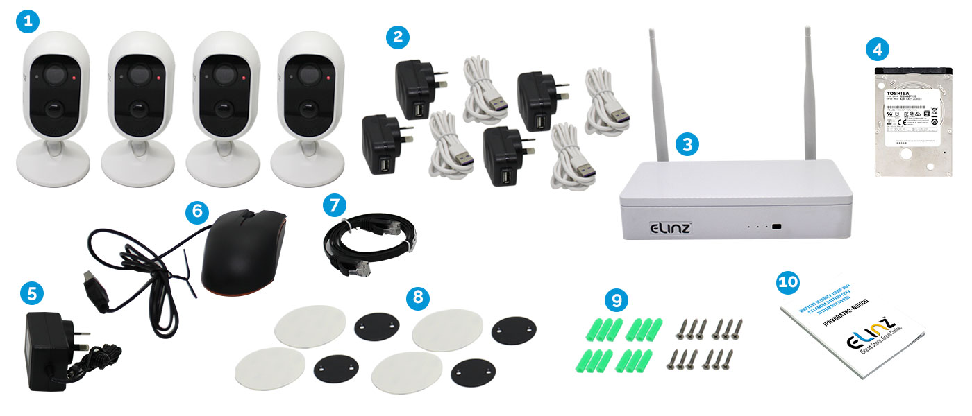 4x Security Camera,  NVR System and Accessories
