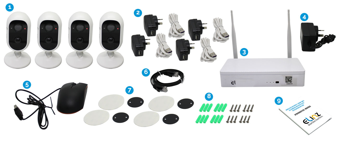 4x Security Camera,  NVR System and Accessories
