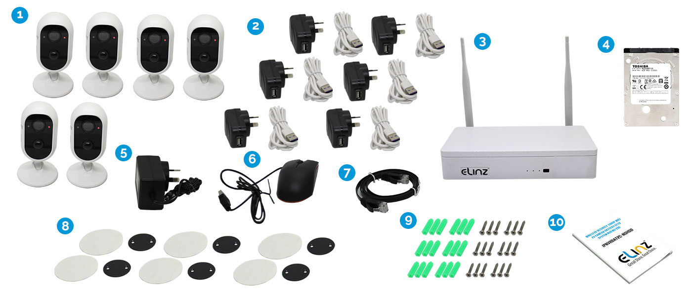 6x Security Camera,  NVR System and Accessories