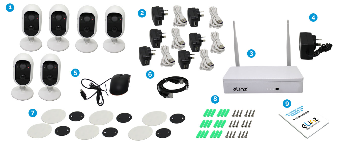 6x Security Camera,  NVR System and Accessories