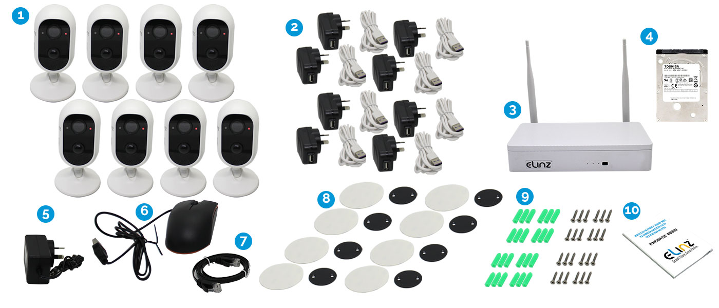 8x Security Camera,  NVR System and Accessories