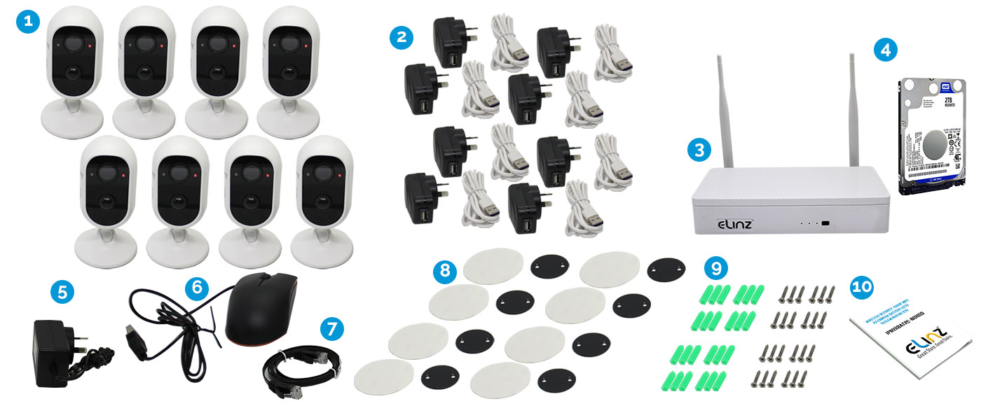 8x Security Camera,  NVR System and Accessories
